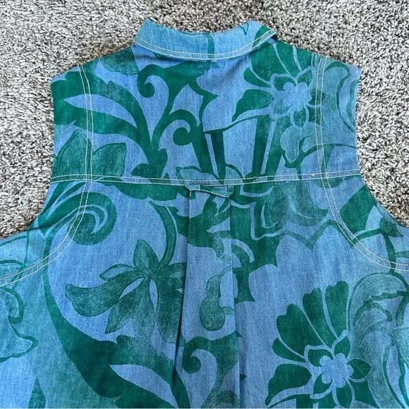 Pilcro Blue Denim Tunic with Green Floral Print - Picture 8 of 10